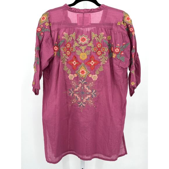 Johnny Was Biya Violet Irma Embroidered 3/4 Sleeve‎ Blouse Small B11423B6 New - Picture 5 of 10